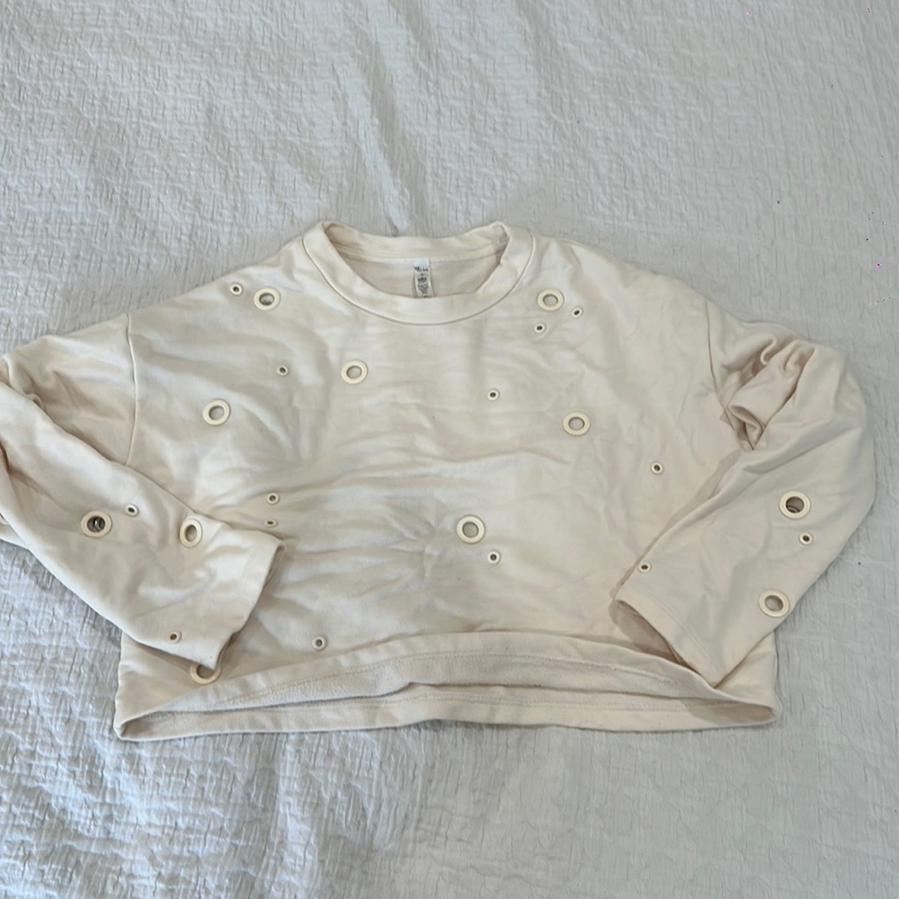 ALO Yoga Cropped Hole Sweater